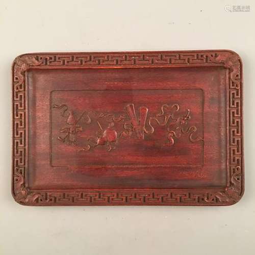 Chinese  Red Wood Tray