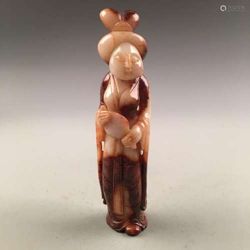 Chinese Archaic Jade Beauty Statue