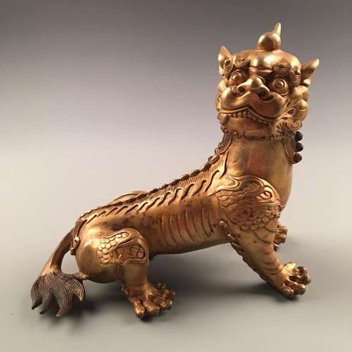 Fine Chinese Gilt Bronze 'Rui Shou' Statue