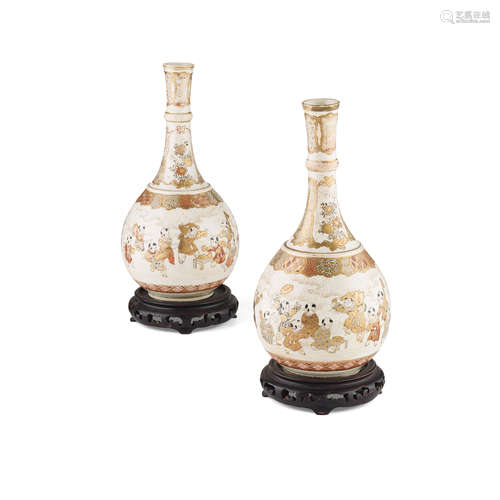 PAIR OF SATSUMA 'BOYS' VASES