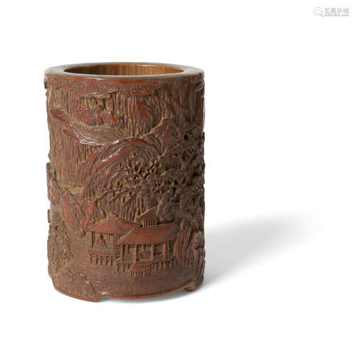 CARVED BAMBOO BRUSH POT