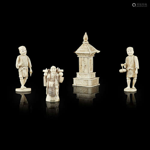 Y SECTIONAL IVORY MODEL OF A BUDDHIST SHRINE