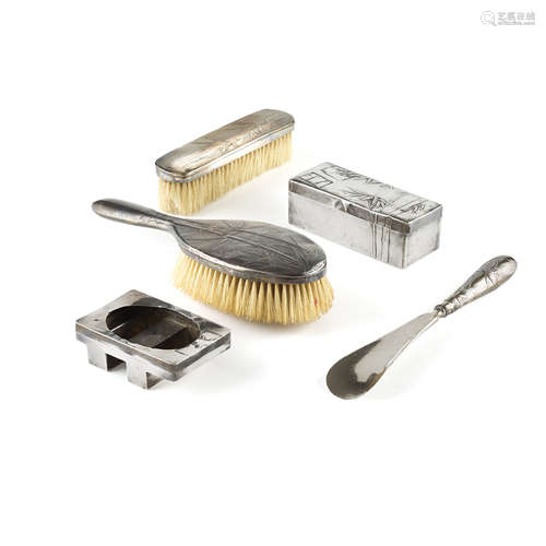 GROUP OF SILVER-MOUNTED DRESSING TABLE ACCESSORIES