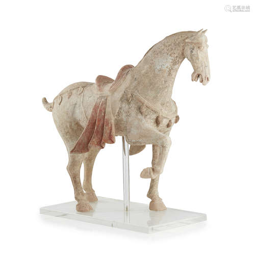 PAINTED POTTERY MODEL OF A HORSE