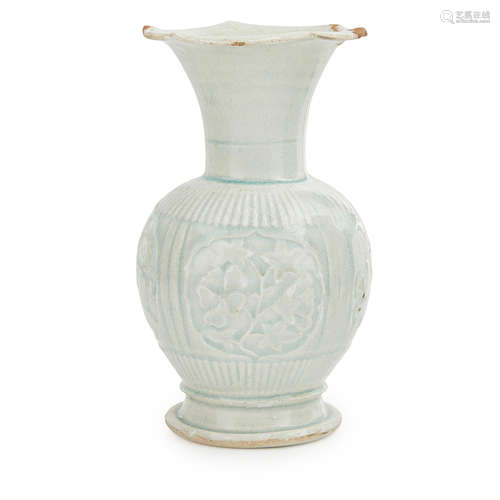 BLUE CARVED 'QINGBAI' BALUSTER VASE