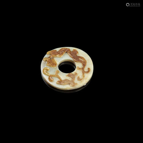 CELADON AND RUSSET JADE 'CHILONG' DISC