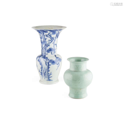 GREEN GLAZED BALUSTER VASE