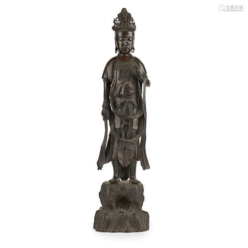 LARGE BRONZE OKIMONO OF KANNON