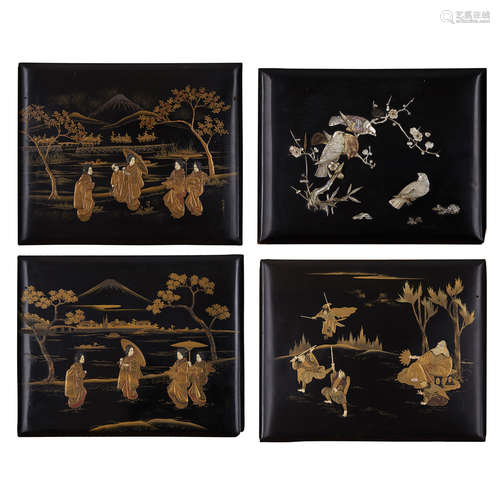 Y COLLECTION OF NINE INLAID AND LACQUERED ALBUM COVERS