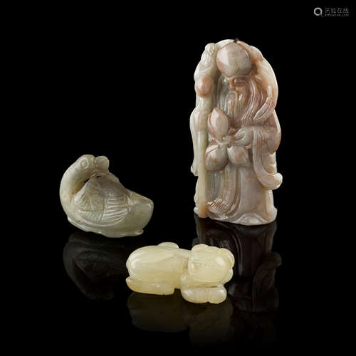 THREE JADE AND HARDSTONE CARVINGS