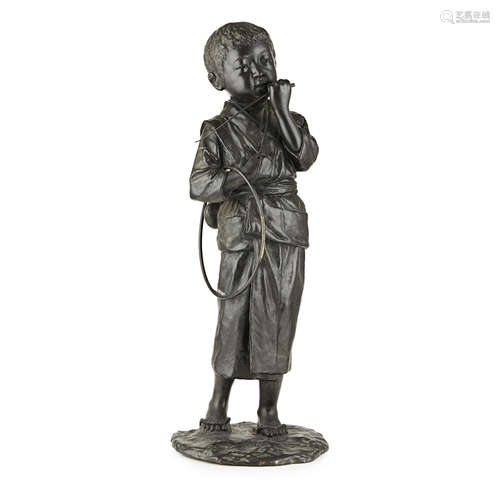 LARGE BRONZE OKIMONO OF A BOY