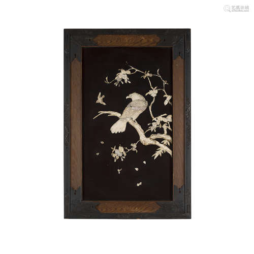 PAIR OF BONE AND MOTHER-OF-PEARL INLAID WOODEN PANELS