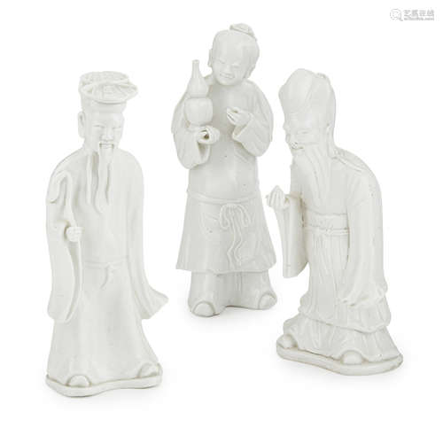 THREE BLANC-DE-CHINE FIGURES