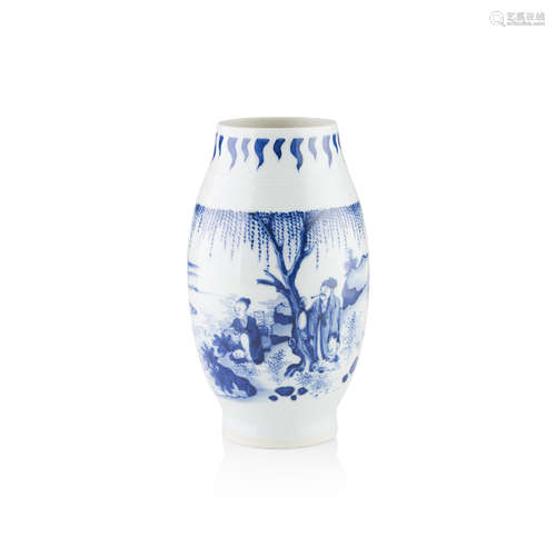 BLUE AND WHITE OVOID JAR