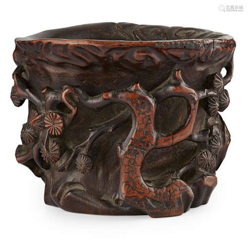 CARVED BAMBOO BRUSH POT