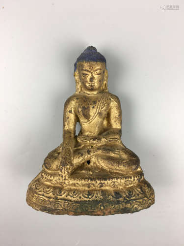 14-16TH CENTURY, A GILT BRONZE  BUDDHA STATUE, MING DYNASTY