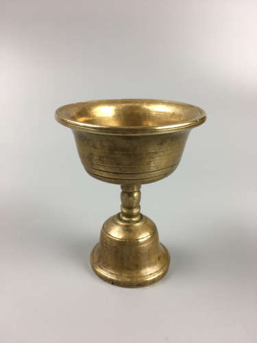 AN OLD TIBETAN BROZNE BUTTER LAMP