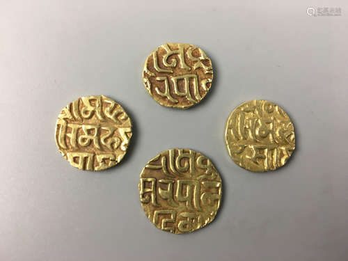 FOUR ANCIENT INDIAN GOLD COINS