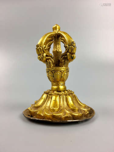 14-16TH CENTURY, A GILT BRONZE TOP OF HAT, MING DYNASTY