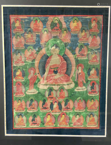 17-19TH CENTURY, AN OLD BUDDHA THANGKA, QING DYNASTY