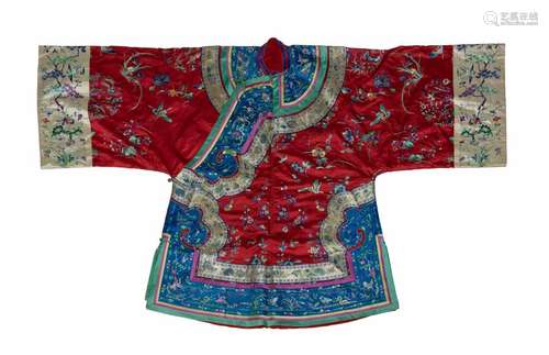 Chinese Red Ground Butterfly Robe, 19th Century