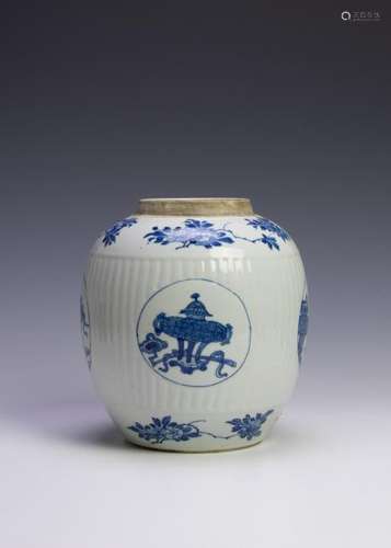 Chinese Blue and White Jar w/ Kangxi Mark, 17th C.