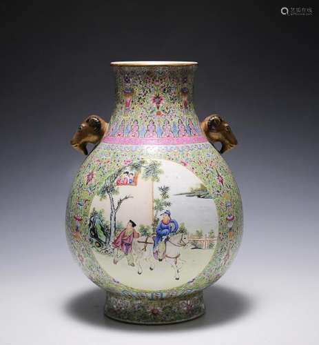 Famille Rose Chinese Porcelain Vase, Early 20th C.