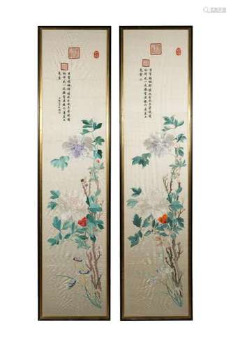 Pair of Panels w/ Dowager Empress Embroideries