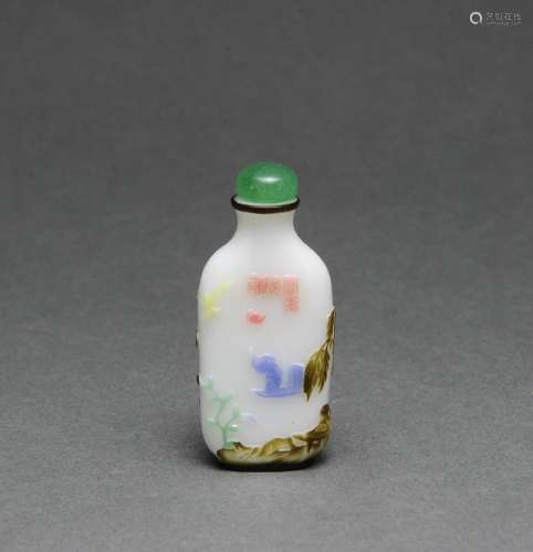 Chinese Peking Glass Lotus Snuff Bottle, 19th C.