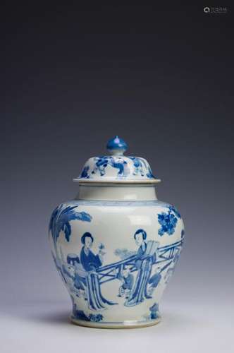 Chinese Blue & White Lidded Jar, Kangxi Period