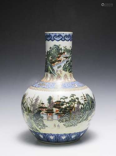 Chinese Underglaze Porcelain Vase, 19th C.