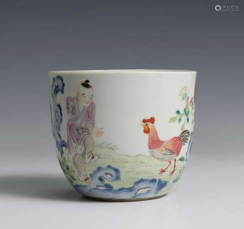 Famille Rose Cup w/ Chicken, 18th - 19th C.