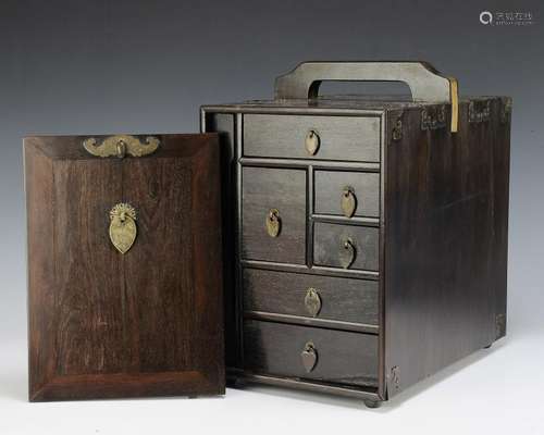 Chinese Zitan Box w/ Drawers, 18th Century