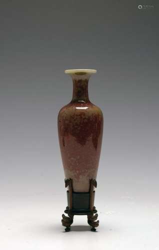 Chinese Peach Bloom Vase w/ stand, 19th C.