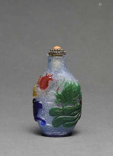 5-Color Peking Glass Snuff Bottle, 18th Century