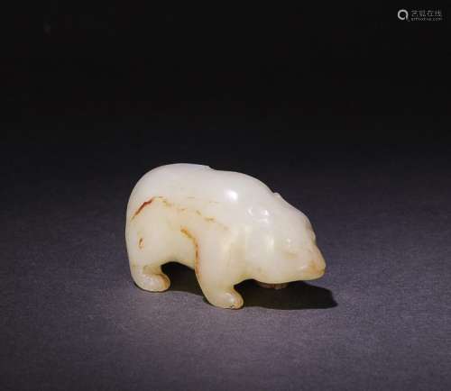Chinese White Jade Carved Bear, Ming or Earlier