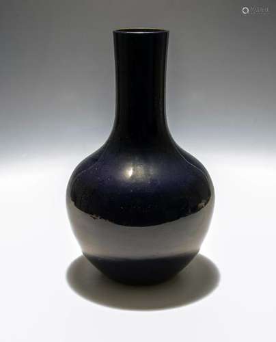 Chinese Blue Glaze Stick Neck Vase, 18th C.