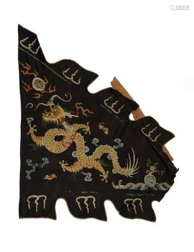 Chinese Black Ground Dragon Flag, 19th Century