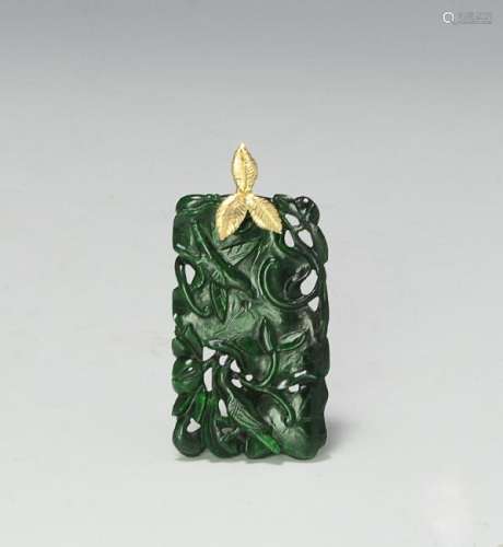 Chinese Carved Spinach Jade Plaque, 18th Century