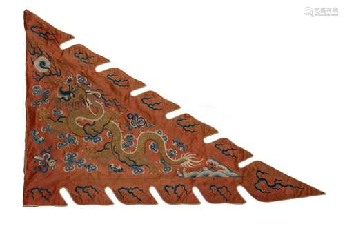 Chinese Orange Ground Dragon Flag, 19th Century