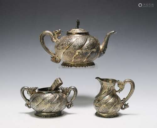 Chinese Silver Tea Set, Late 19th Century