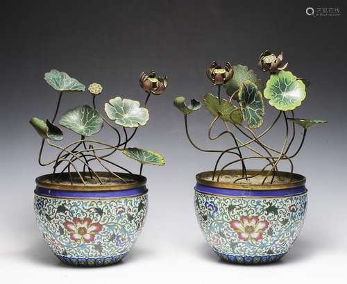 Pair of Chinese Cloisonne Planters, 18th - 19th C.