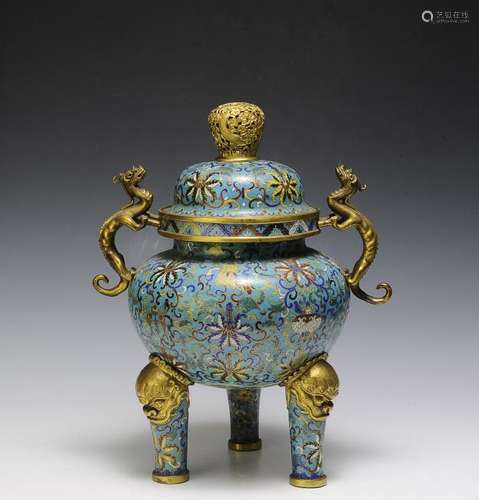 Chinese Cloisonne Incense Burner, 18th C.