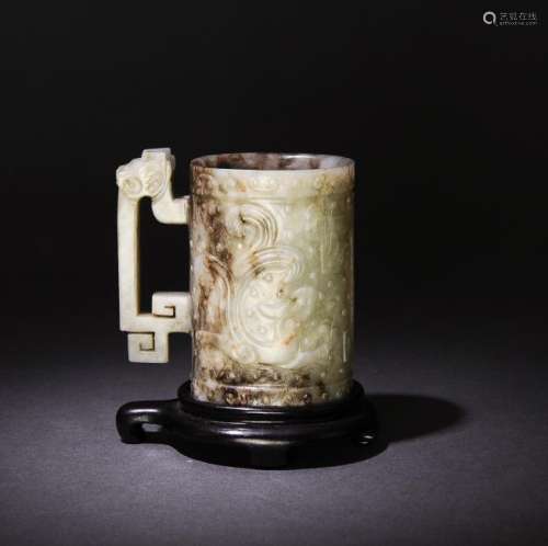 Chinese Jade Cup w/ Handles & Mark, Ming Dynasty