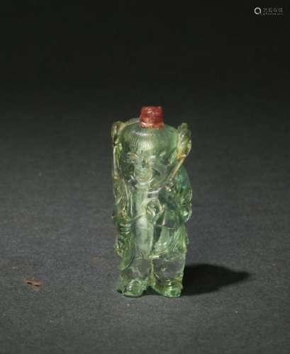 Chinese Tourmaline Snuff Bottle of Boy, 18th C.