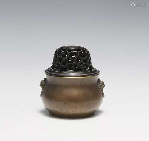 Chinese Bronze Censer w/ Wood Cover, 18th Century