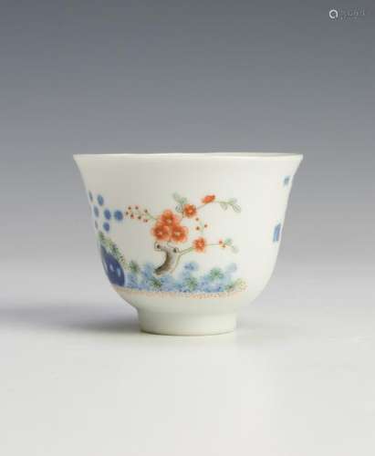 Chinese Famille Verte Flower Tea Cup, Kangxi Mark