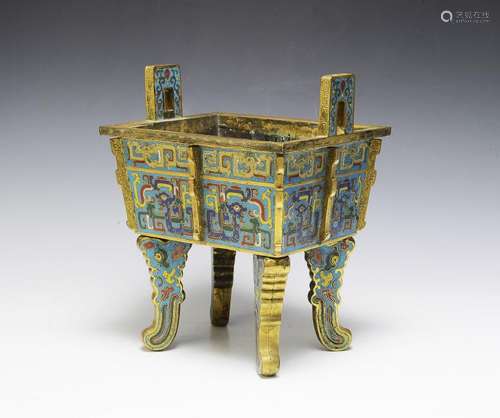 Imperial Cloisonne Ding Form Censer, Qianlong