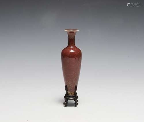 Chinese Peach Bloom Vase w/ Stand, 19th C.