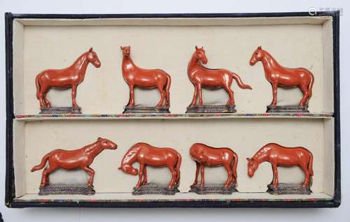 Chinese Cased Set 8 Horses, Late 19th-Early 20th C